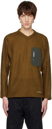 and wander Khaki V-Neck Sweatshirt