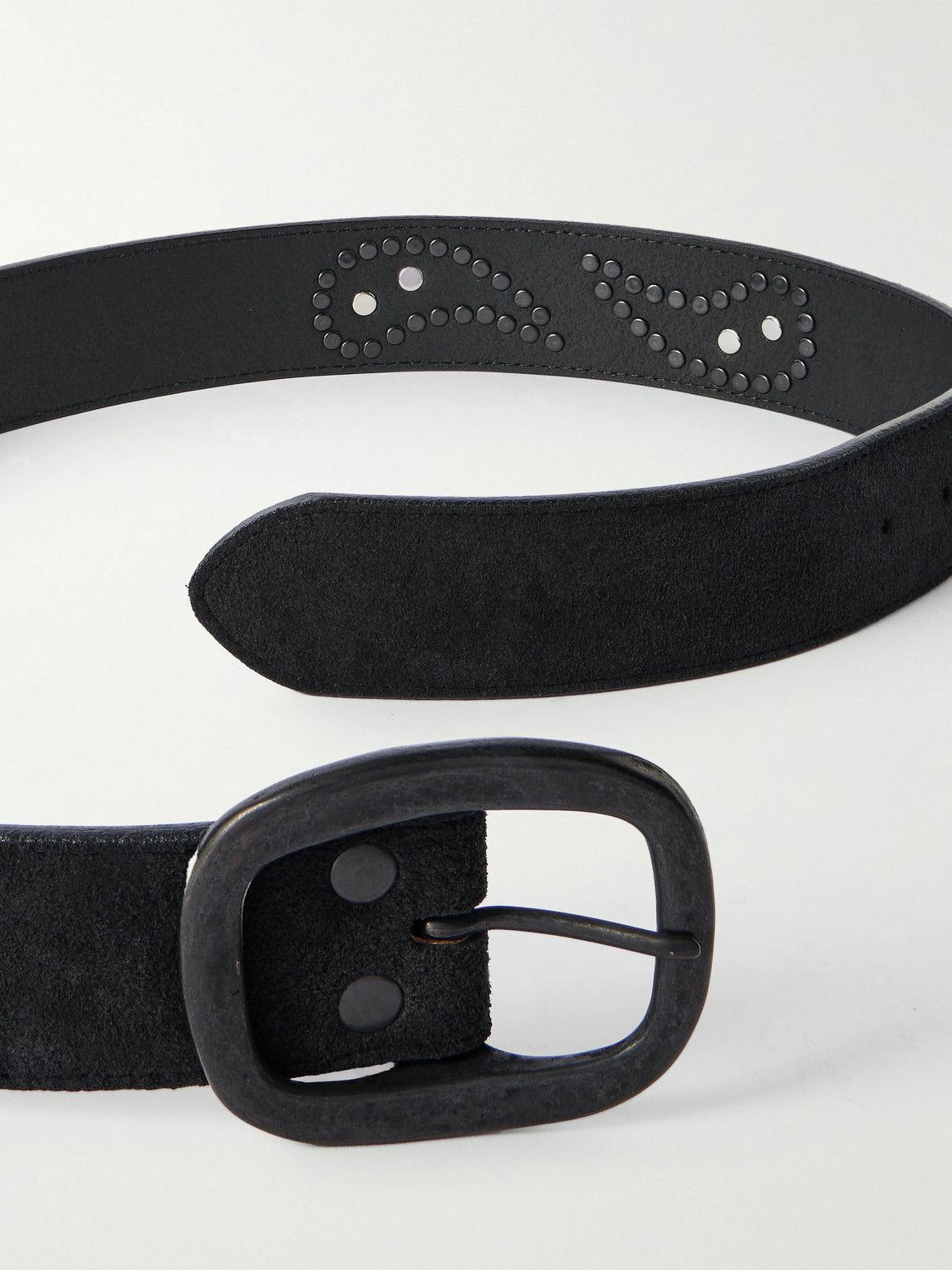 Needles - 3cm Paisley Studded Suede Belt - Black Needles