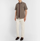 Bottega Veneta - Garment-Dyed Cotton-Poplin Shirt - Men - Mushroom