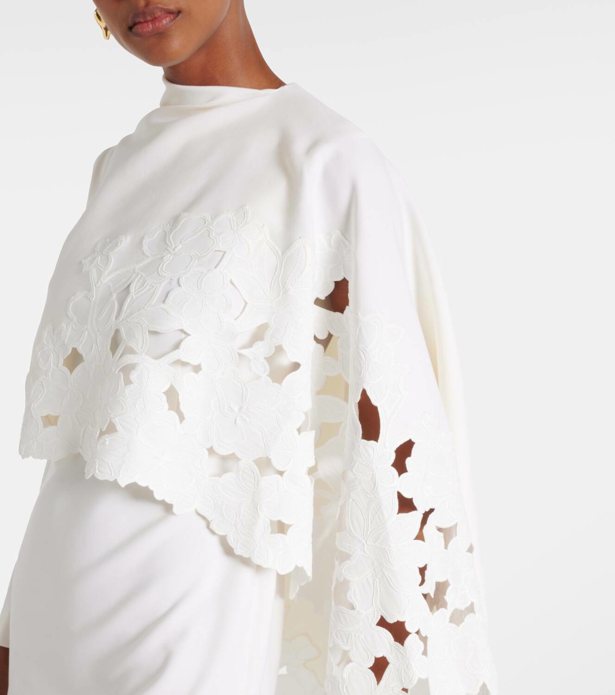 Oscar de la Renta Cape-detail wool-blend midi dress