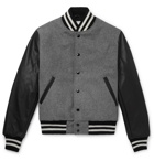 Golden Bear - The Albany Wool-Blend and Leather Bomber Jacket - Gray