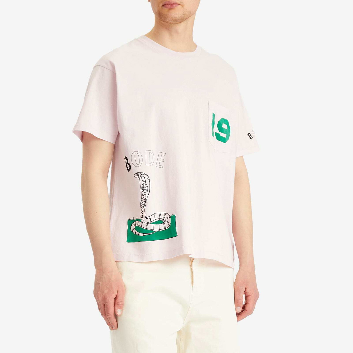 【関税込み】Bode ピンク Cobra Tシャツ Cobra printed cotton jersey T-shirt in pink - Bode | Mytheresa