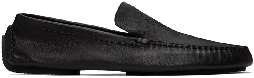 Photo: The Row Black Lucca Slip-On Loafers