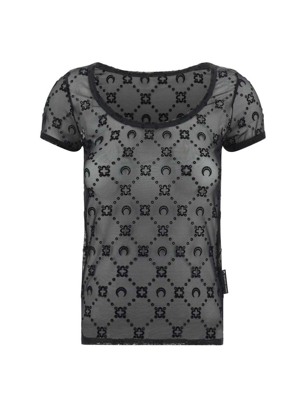 【関税込み】Marine Serre SSENSE限定 ブラック Tシャツ Marine Serre: ブラック オーガニックコットン プレーン Tシャツ
