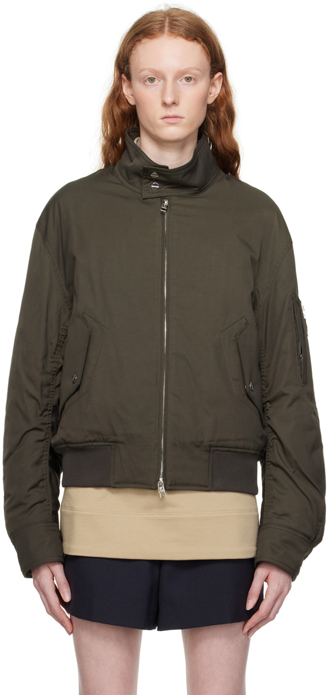 Wooyoungmi Khaki Cropped Harrington Jacket