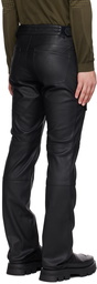 MISBHV Black Straight-Leg Faux-Leather Cargo Pants