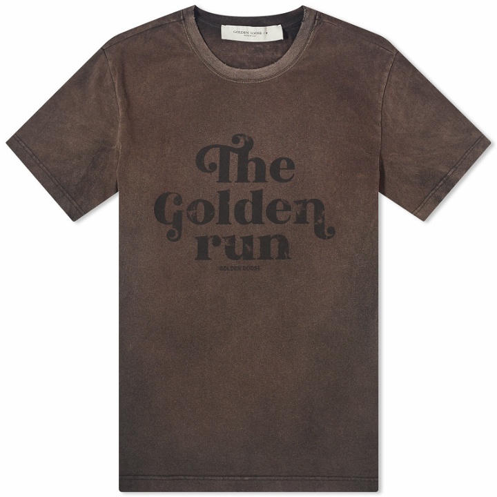 Photo: Golden Goose Men's Golden Run Print T-Shirt in Anthracite/Black