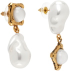 Erdem Gold Pearl & Stone Drop Earrings
