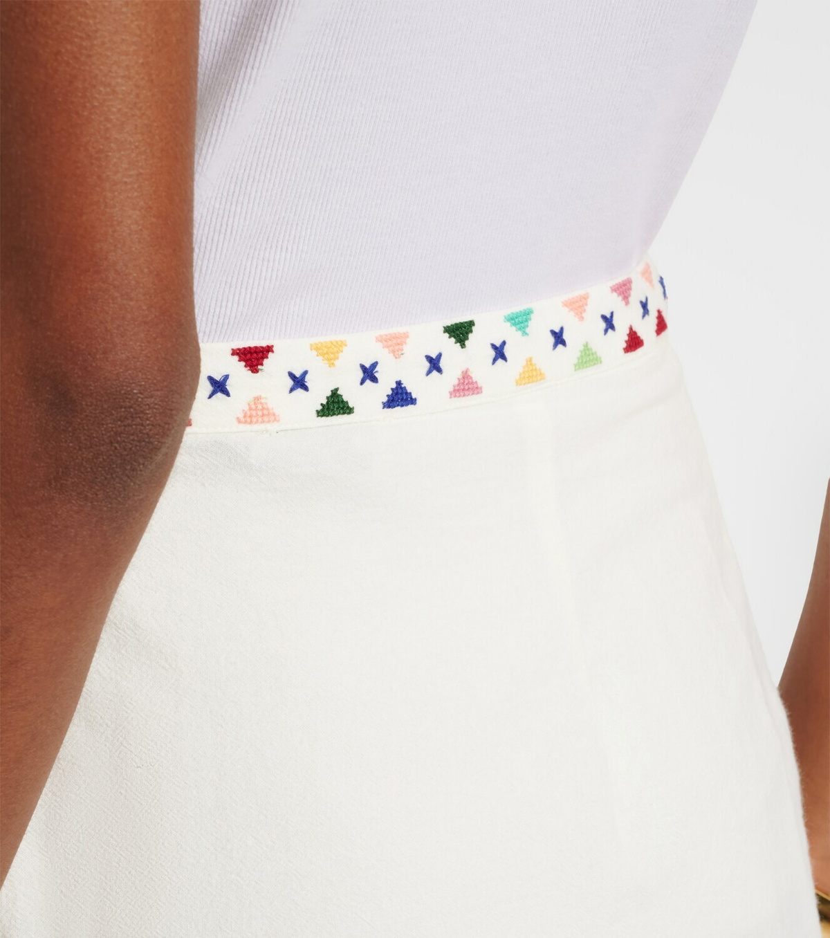 Rixo Baela embroidered cotton miniskirt