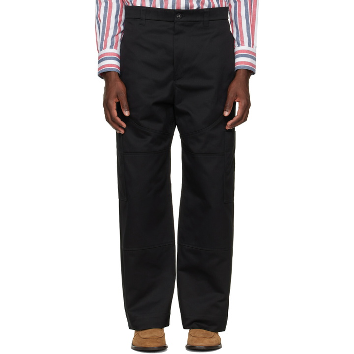 Photo: Thom Browne Black Wide Leg Chap Painter Pants