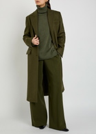 Another Tomorrow Tailored Wool Coat Dark Green