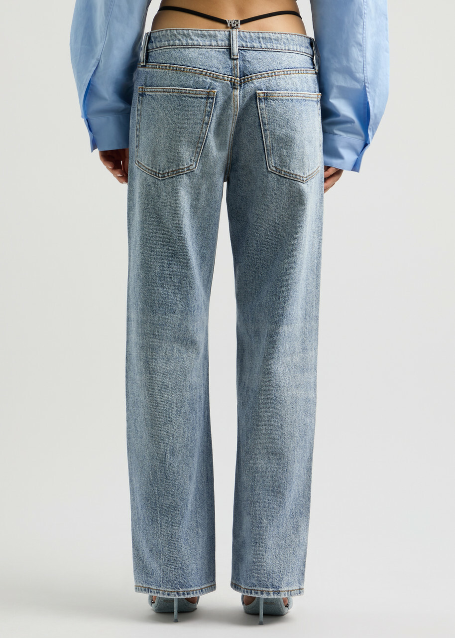 Alexanderwang.t Thong-effect Straight-leg Jeans Light Blue