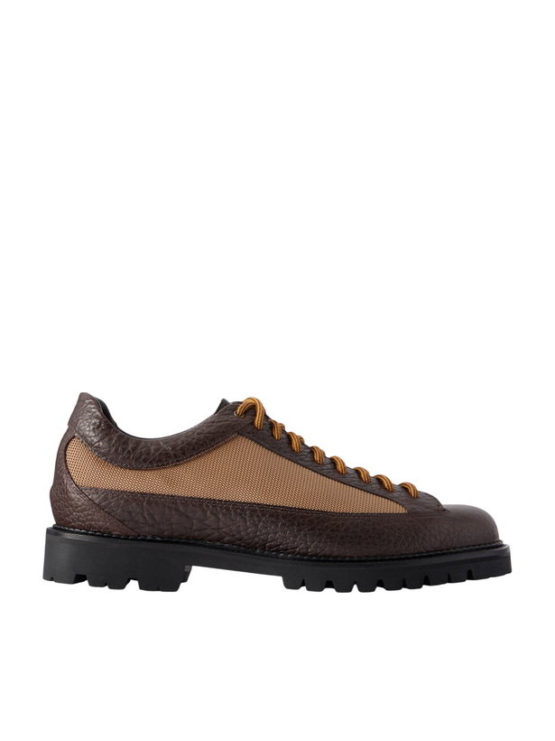 Photo: Aimé Leon Dore - Field Textured Leather-Trimmed Mesh Hiking Boots - Brown