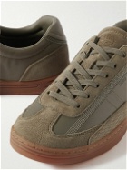 Stone Island - Rock Suede-Trimmed Leather Sneakers - Green