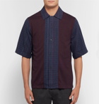 Acne Studios - Camp-Collar Panelled Cotton-Flannel Shirt - Men - Navy