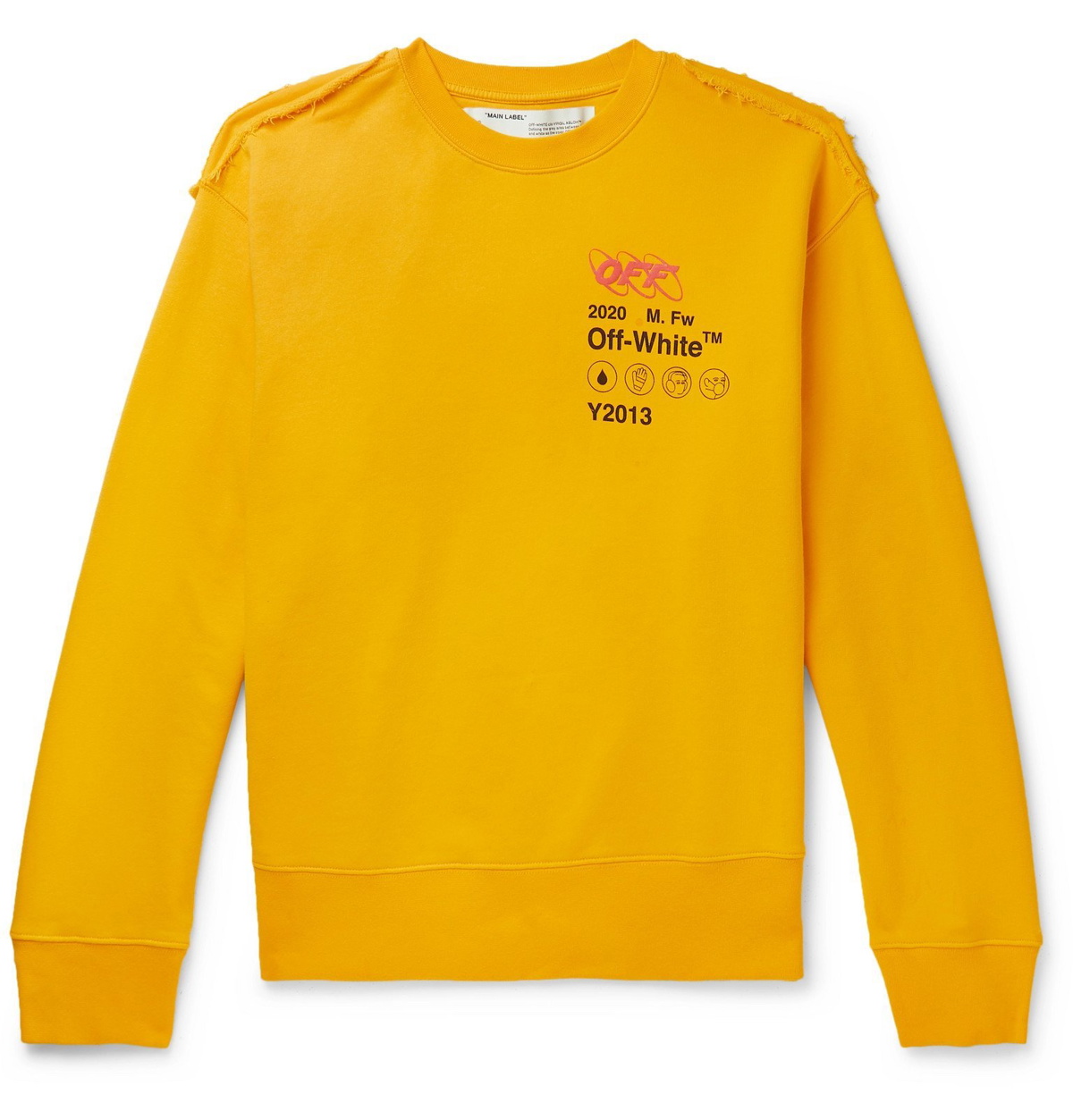 Off-White Embroidered Printed Cotton-Jersey and Terry Sweatshirt - Yellow