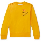 Off-White - Distressed Embroidered Printed Cotton-Jersey and Terry Sweatshirt - Yellow