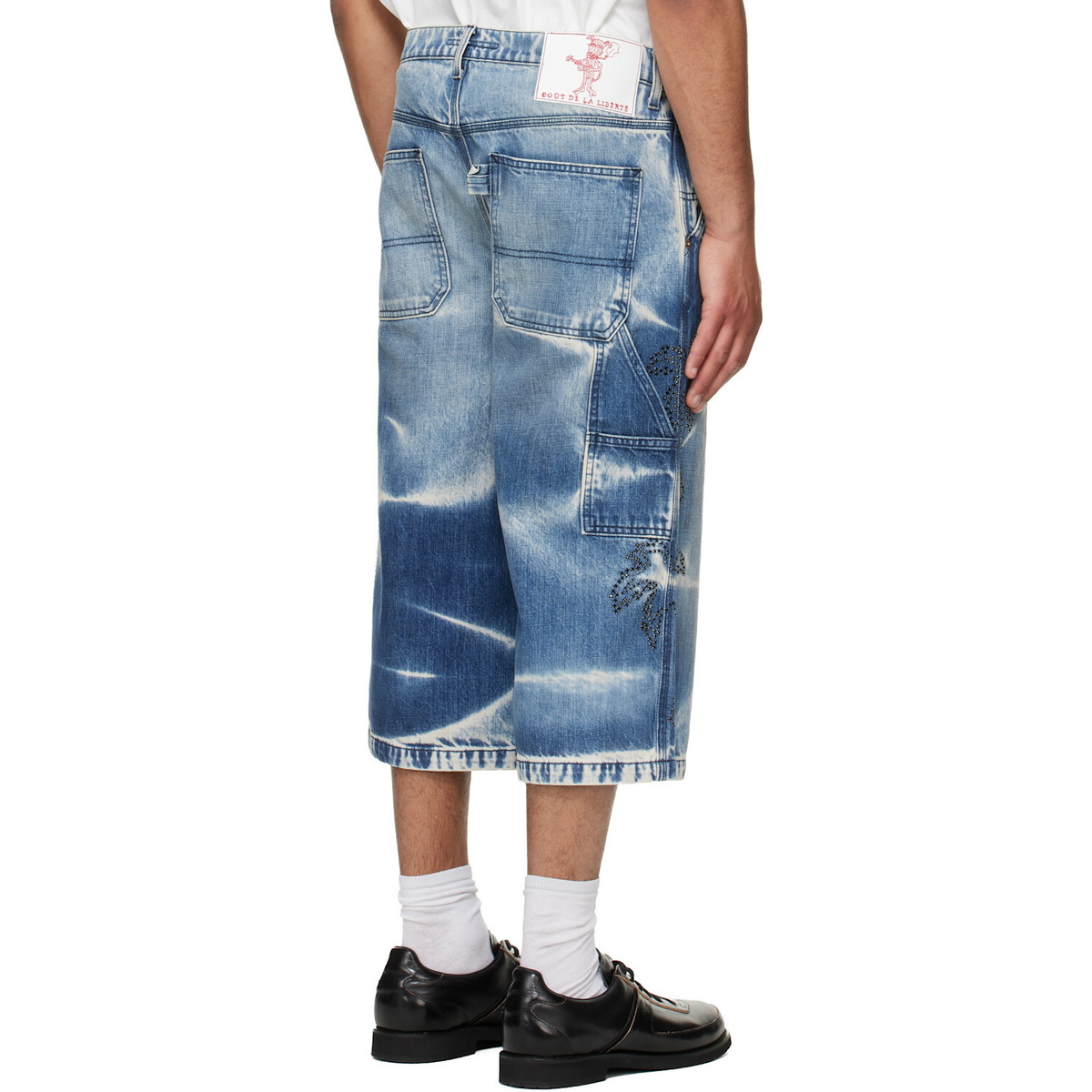 COÛT DE LA LIBERTÉ Blue Grayson Cripsy Denim Palm Devils Painter Shorts