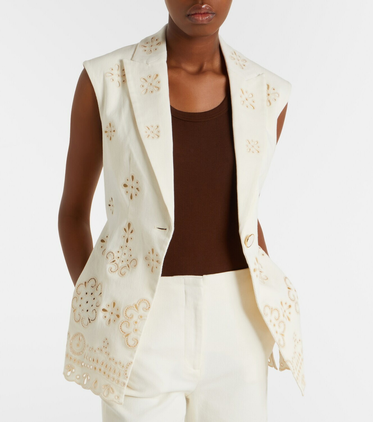 Veronica Beard Townes eyelet cotton twill vest