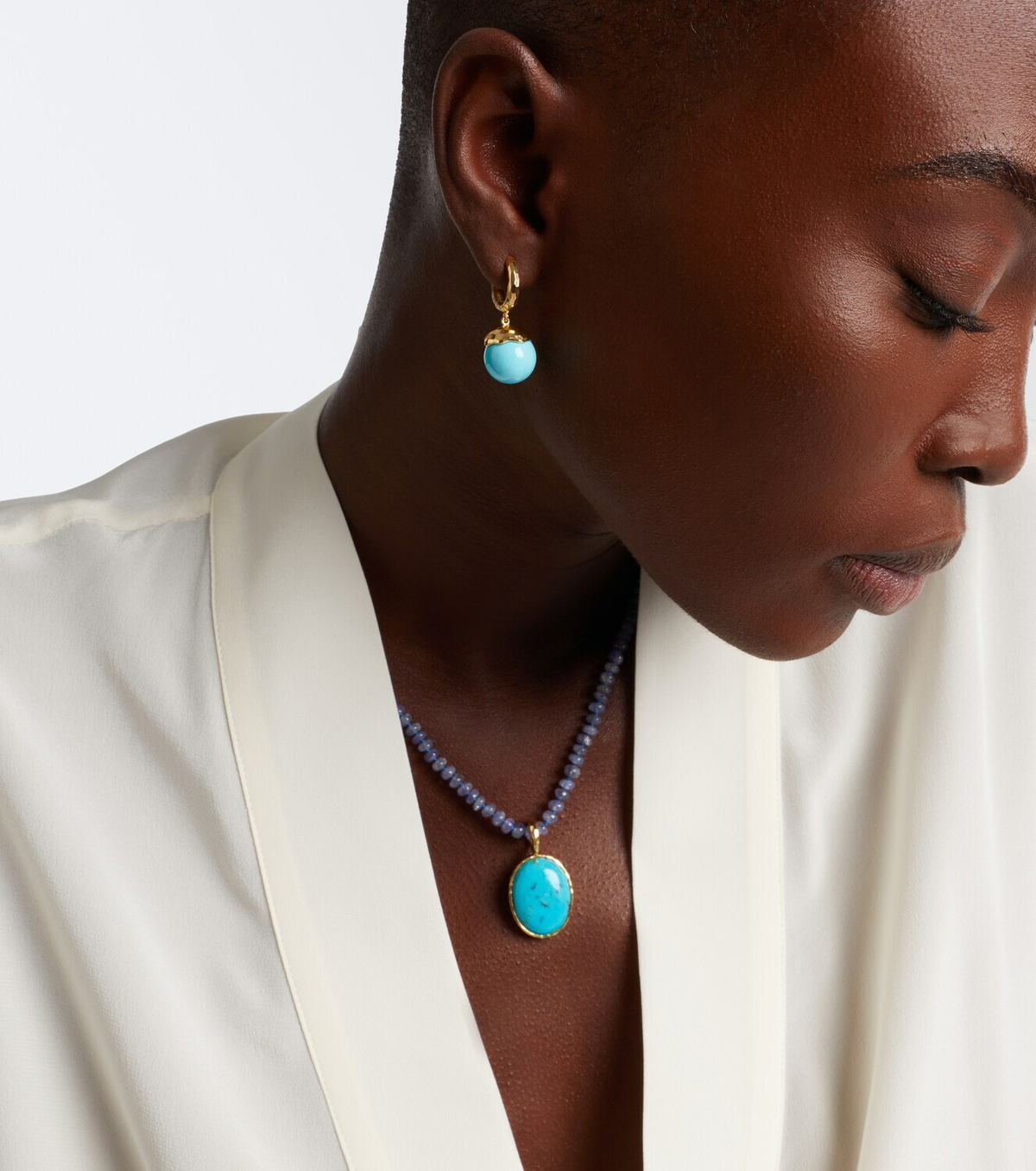 Octavia Elizabeth Orb 18kt gold earrings with turquoise