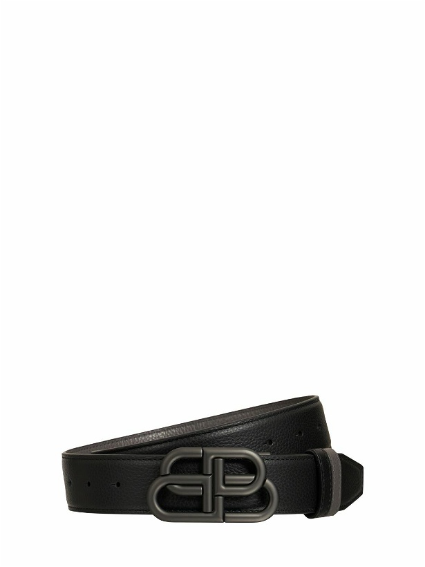 Photo: BALENCIAGA - 3.5cm Bb Buckle Reversible Leather Belt