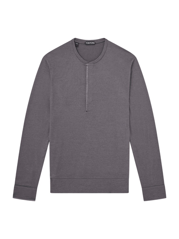 Photo: TOM FORD - Slim-Fit Cashmere, Wool and Silk-Blend Sweatshirt - Gray