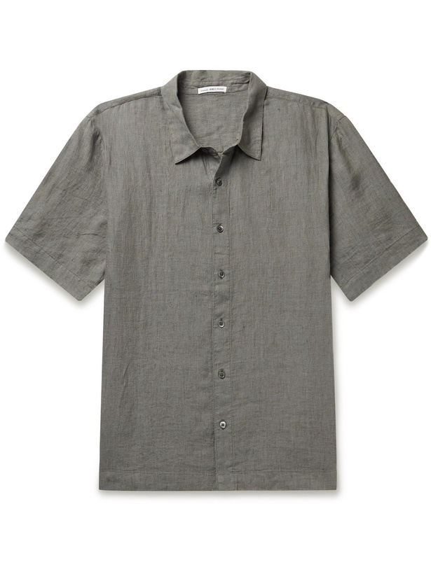 Photo: JAMES PERSE - Slub Linen Shirt - Green - 3