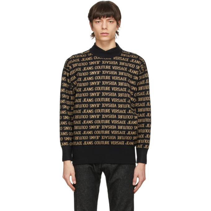 Photo: Versace Jeans Couture Black Logo Pattern Sweater
