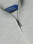 Polo Ralph Lauren - Logo-Embroidered Honeycomb-Knit Cotton Half-Zip Sweater - Gray