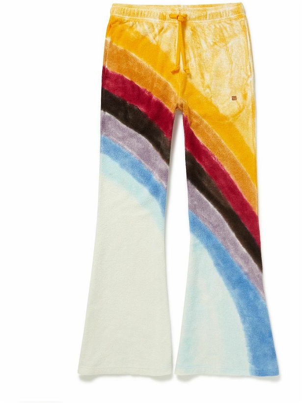 Photo: Acne Studios - Flared Striped Garment-Dyed Cotton-Terry Sweatpants - Yellow