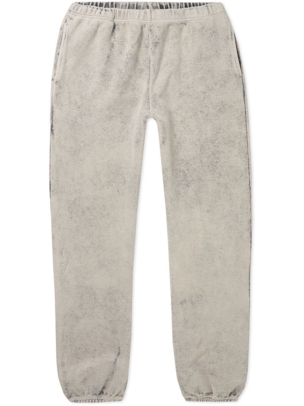 Photo: Les Tien - Tapered Acid-Wash Cotton-Fleece Sweatpants - Gray