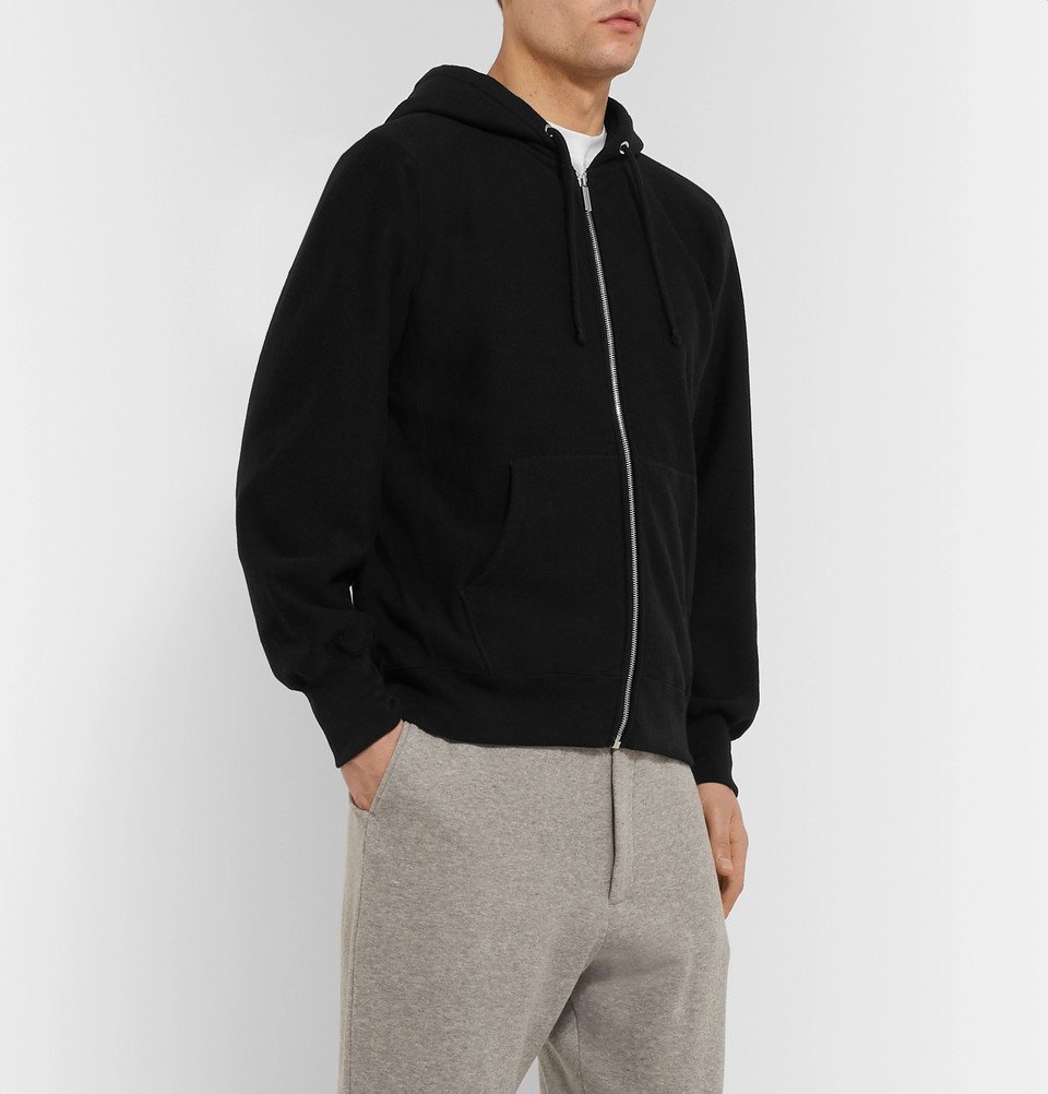 The Row - Loopback Cotton-Jersey Zip-Up Hoodie - Black The Row