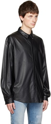 RtA Black Shay Faux-Leather Shirt