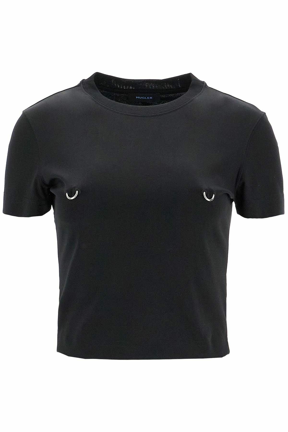 MUGLER cropped t-shirt with piercing Black Mugler