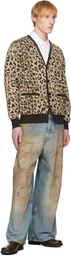 WACKO MARIA Beige Leopard Jacquard Knit Cardigan