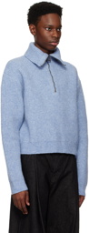 Wooyoungmi Blue Half-Zip Sweater
