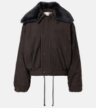 Victoria Beckham Shearling-trimmed suede blouson jacket