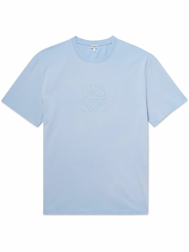 Photo: LOEWE - Logo-Embroidered Cotton-Jersey T-Shirt - Blue