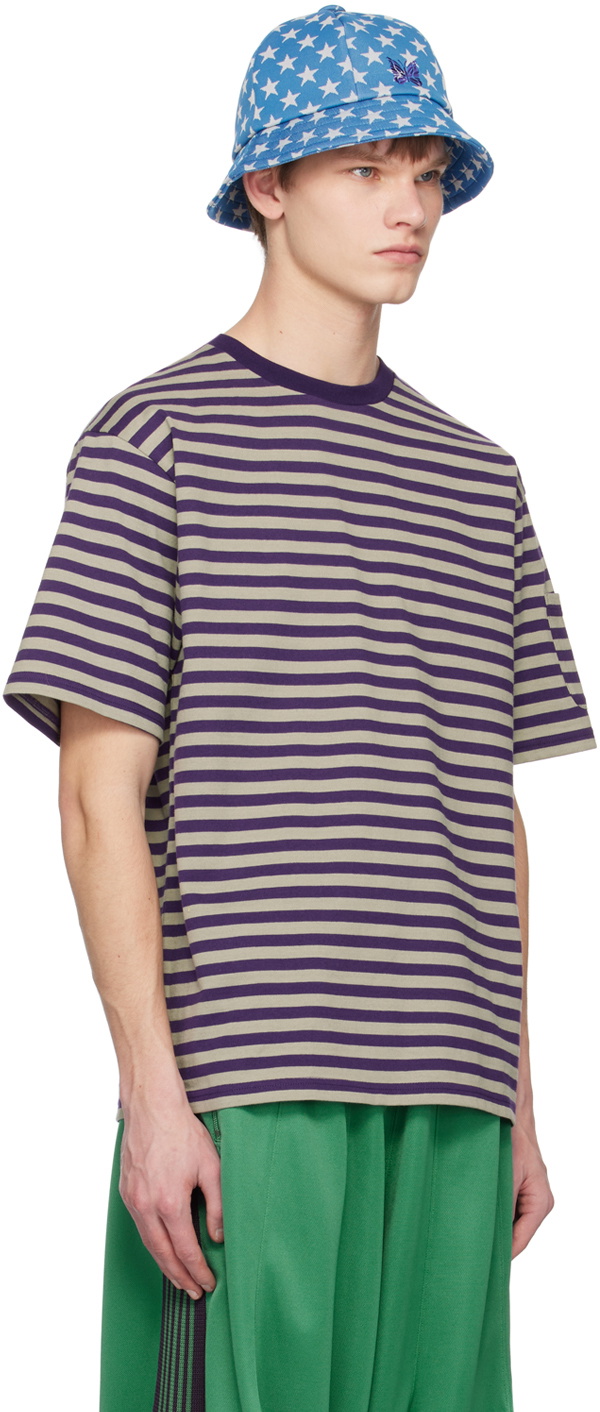 NEEDLES Purple Stripe T-Shirt Needles NEEDLES Purple Stripe T-Shirt Needles