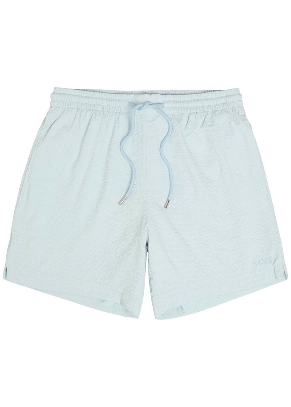Photo: Boss Stretch-seersucker Swim Shorts Blue