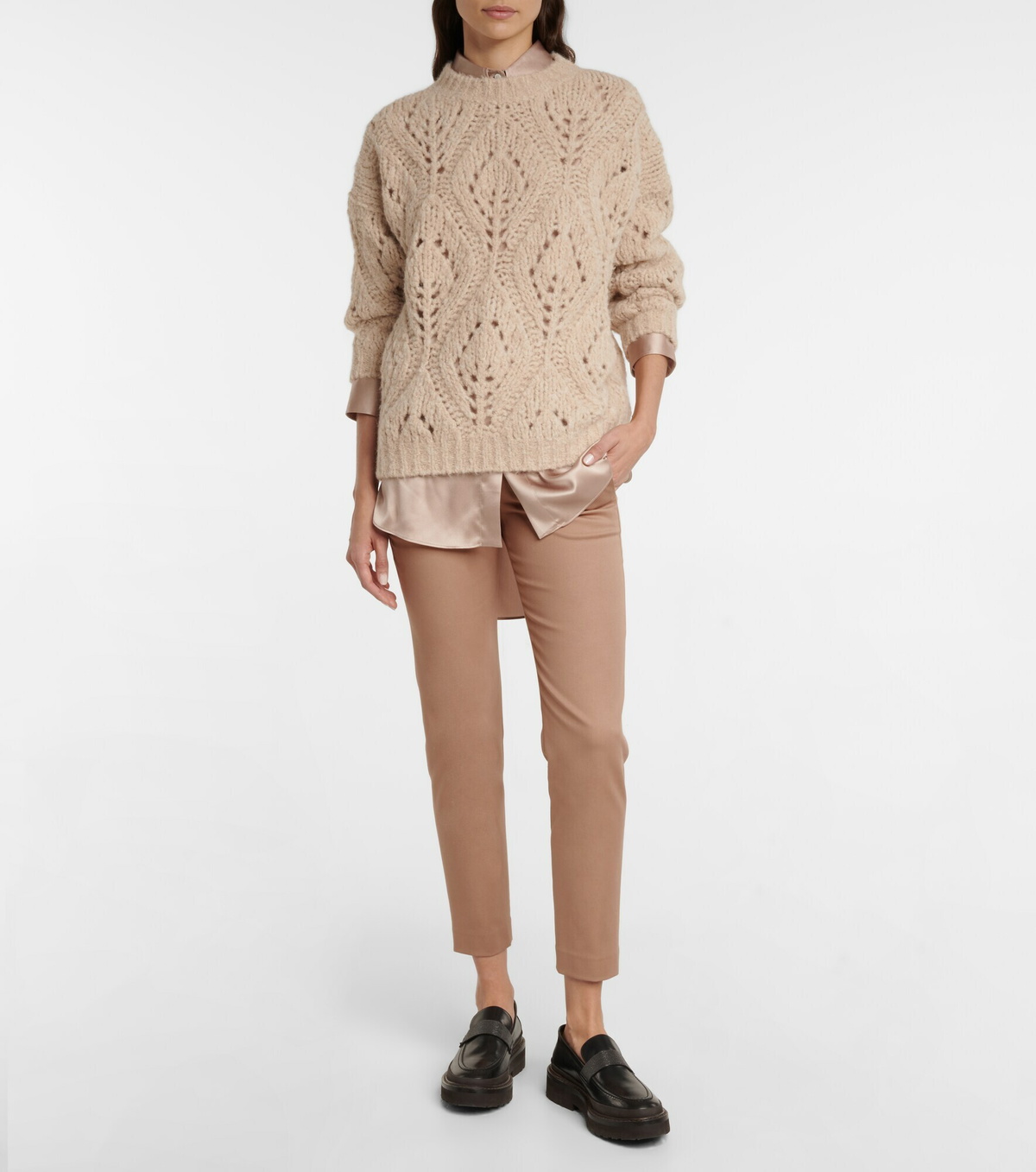 Brunello Cucinelli - Mid-rise cotton-blend slim cropped pants