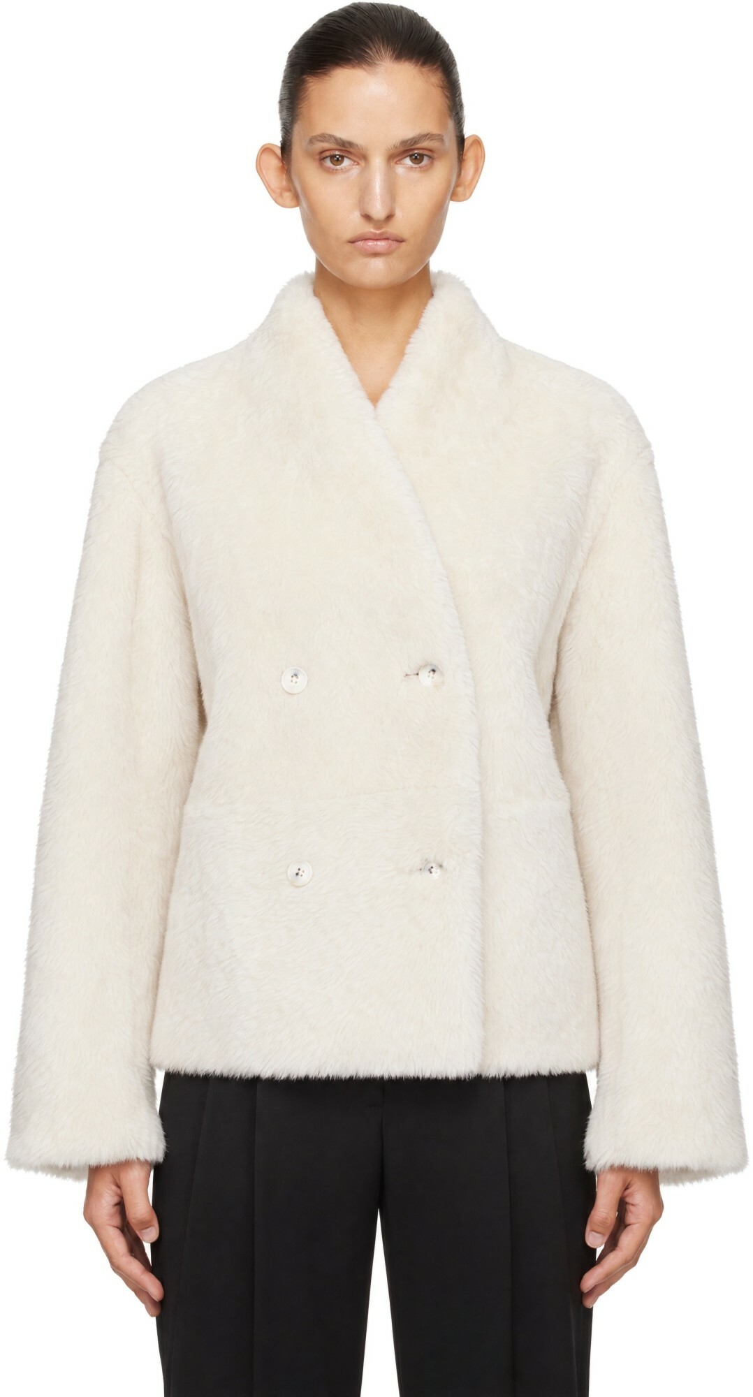 Loulou de Saison Off-White Reversible Catherine Leather Jacket