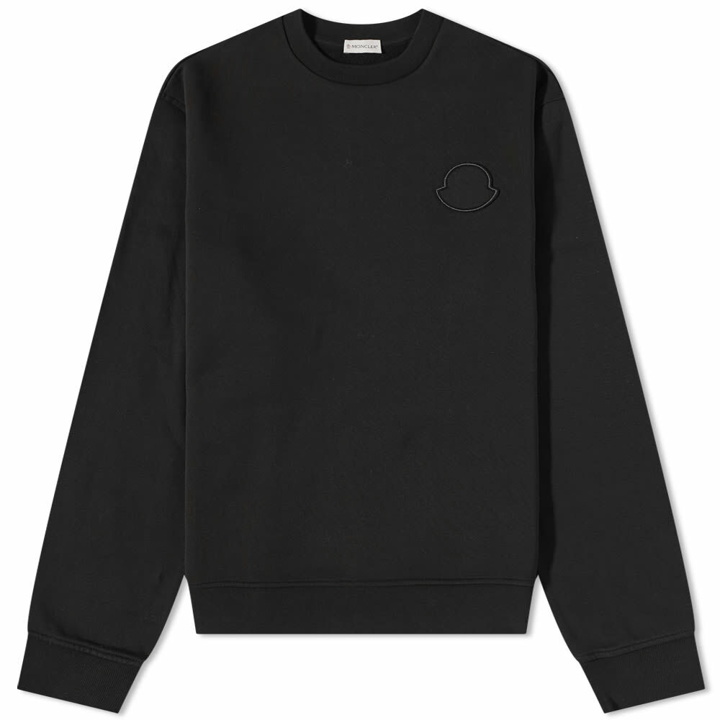 Photo: Moncler Men's Embroidered Outline Logo Crew Sweat in Black