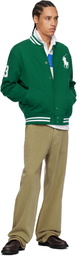 Polo Ralph Lauren Green Big Pony Fleece Baseball Bomber Jacket