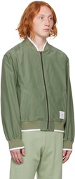 Thom Browne Green Topstitch Bomber Jacket