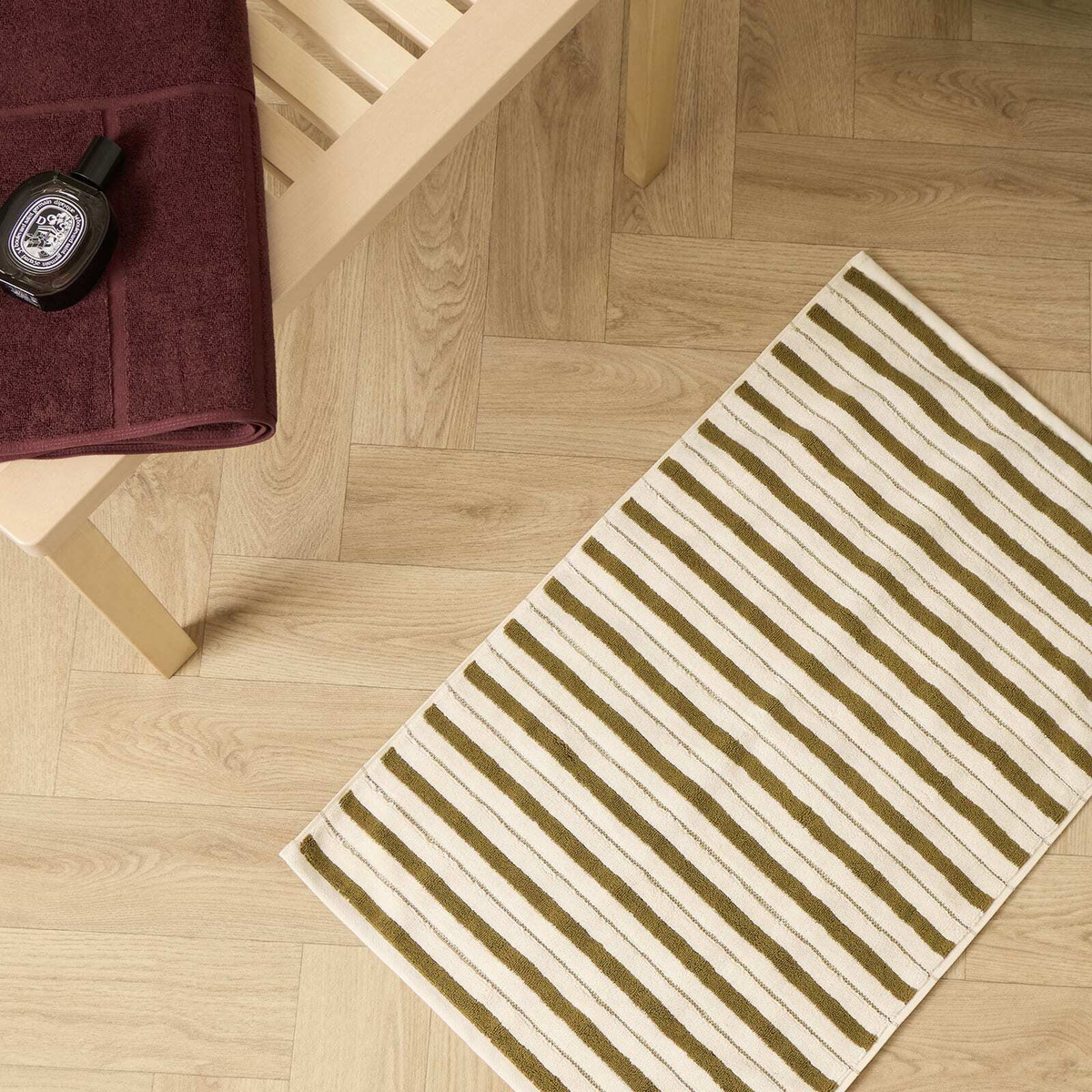Baina Echo Bath Mat in Caper/Chalk 