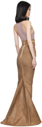 Rick Owens Brown Lido Dirt Pillar Long Denim Maxi Skirt