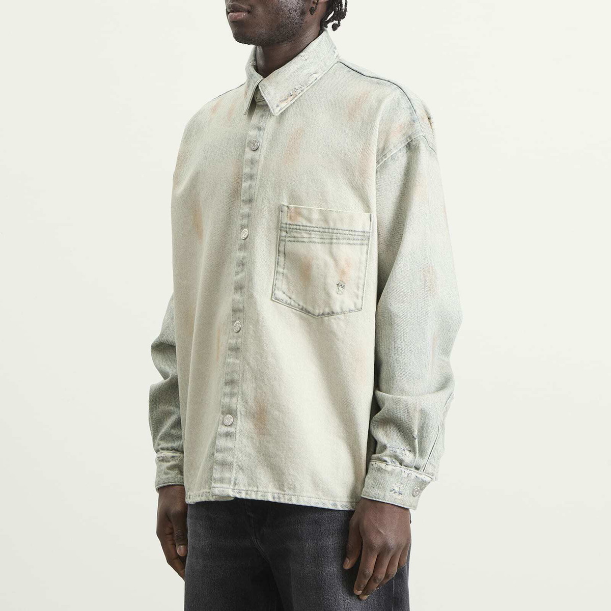 Won Hundred Men's Maza Printed Denim Shirt in Digital Painted