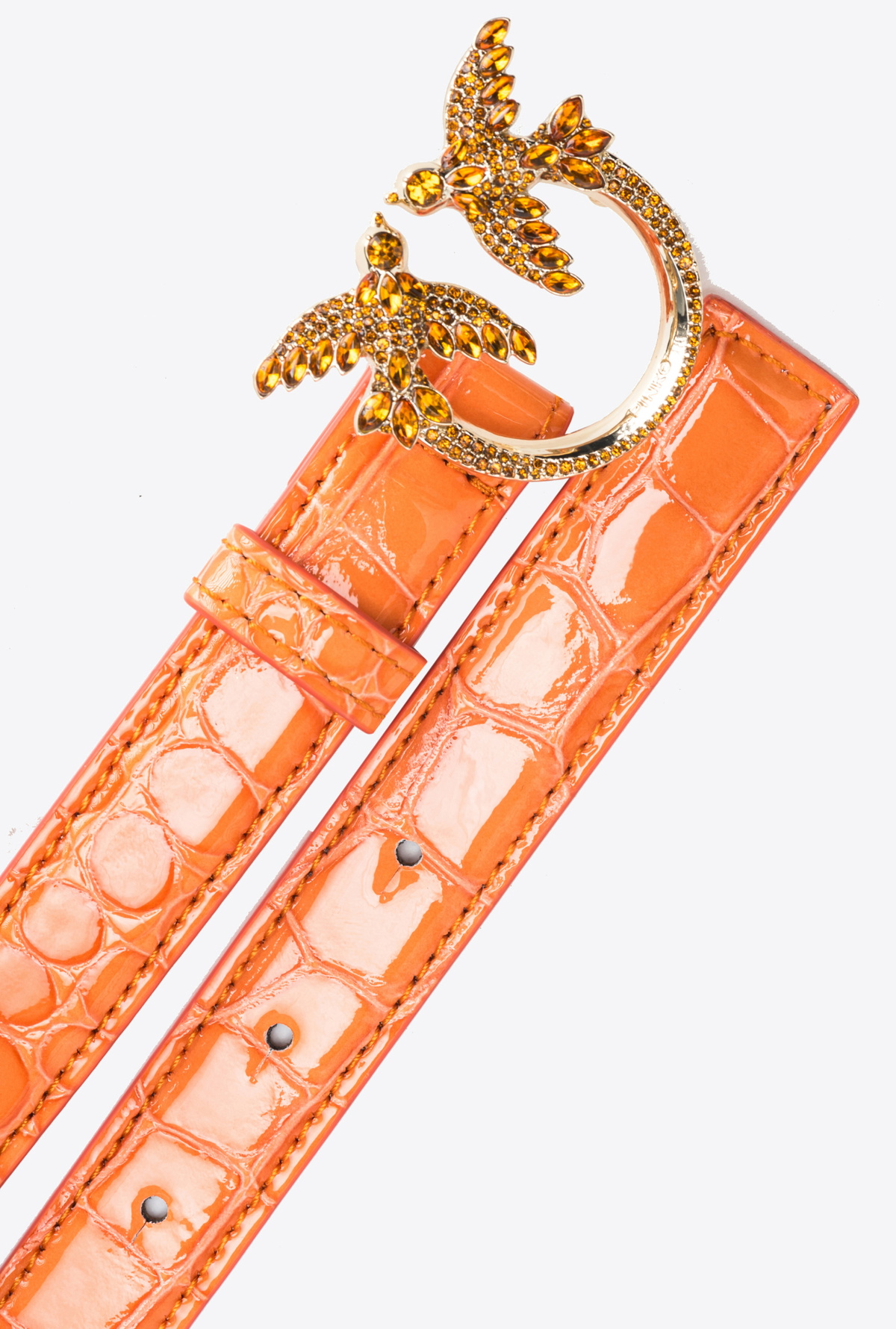Pinko Pinko Galleria Thin 2cm Shiny Coloured Croc Print Belt  display picture 3
