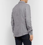 Incotex - Grey Slim-Fit Puppytooth Brushed-Linen Shirt - Gray